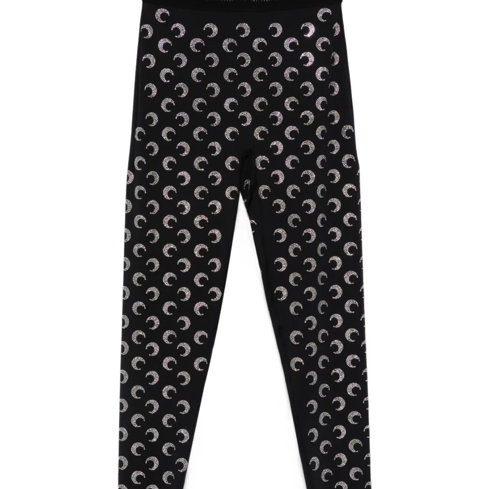Marine Serre Black and White Crescent Moon Leggings